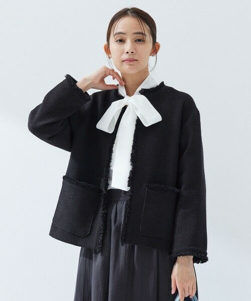 green label relaxing / グリーンレーベル リラクシング ノーカラージャケット | ［size SHORTあり］ミックス ツイードライク ポケット ノーカラー ジャケット | 詳細19