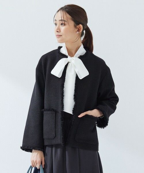 green label relaxing / グリーンレーベル リラクシング ノーカラージャケット | ［size SHORTあり］ミックス ツイードライク ポケット ノーカラー ジャケット | 詳細20