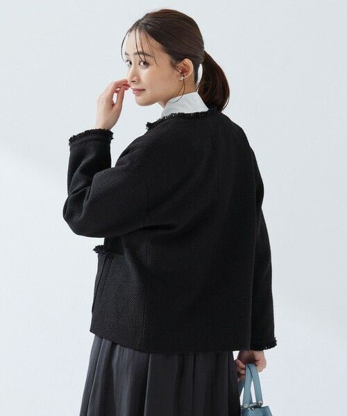 green label relaxing / グリーンレーベル リラクシング ノーカラージャケット | ［size SHORTあり］ミックス ツイードライク ポケット ノーカラー ジャケット | 詳細21