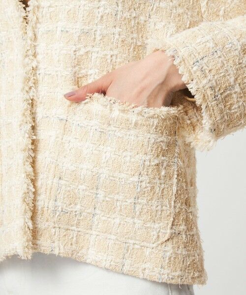 green label relaxing / グリーンレーベル リラクシング ノーカラージャケット | ファンシー ツイードライク ポケット ノーカラー ジャケット | 詳細18