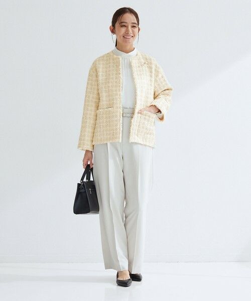 green label relaxing / グリーンレーベル リラクシング ノーカラージャケット | ファンシー ツイードライク ポケット ノーカラー ジャケット | 詳細5