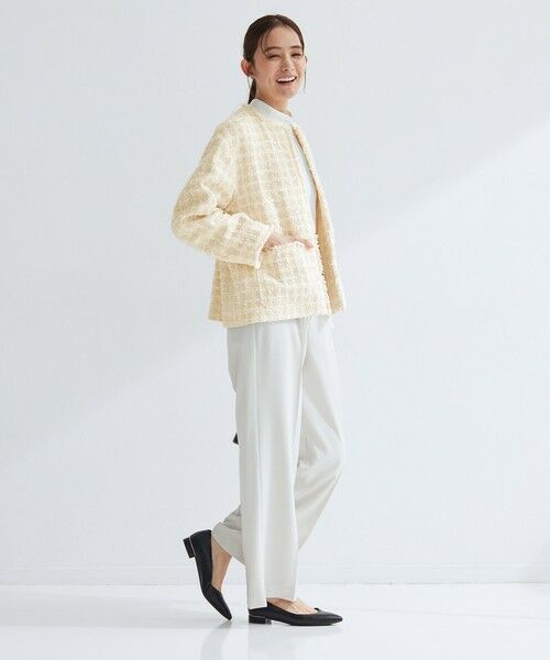 green label relaxing / グリーンレーベル リラクシング ノーカラージャケット | ファンシー ツイードライク ポケット ノーカラー ジャケット | 詳細7