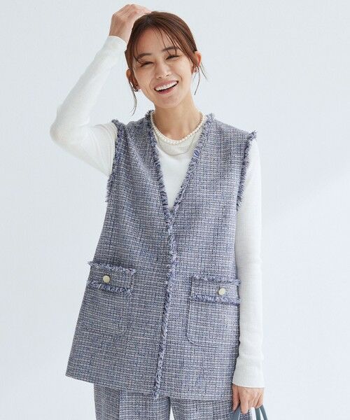 green label relaxing / グリーンレーベル リラクシング ベスト | ［size SHORTあり］ライト ツイードライク ジレ | 詳細17