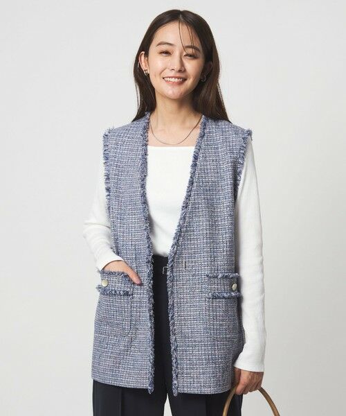 green label relaxing / グリーンレーベル リラクシング ベスト | ［size SHORTあり］ライト ツイードライク ジレ | 詳細18