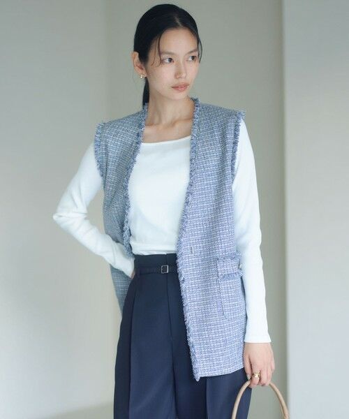 green label relaxing / グリーンレーベル リラクシング ベスト | ［size SHORTあり］ライト ツイードライク ジレ | 詳細9