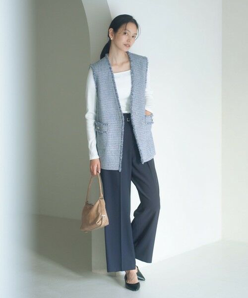 green label relaxing / グリーンレーベル リラクシング ベスト | ［size SHORTあり］ライト ツイードライク ジレ | 詳細10