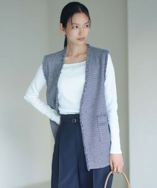 green label relaxing / グリーンレーベル リラクシング ベスト | ［size SHORTあり］ライト ツイードライク ジレ | 詳細11