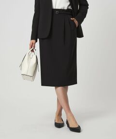 green label relaxing / グリーンレーベル リラクシング ミニ・ひざ丈スカート | ［size SHORTあり］パウドレ ベルト付き タイト スカート ウォッシャブル ストレッチ