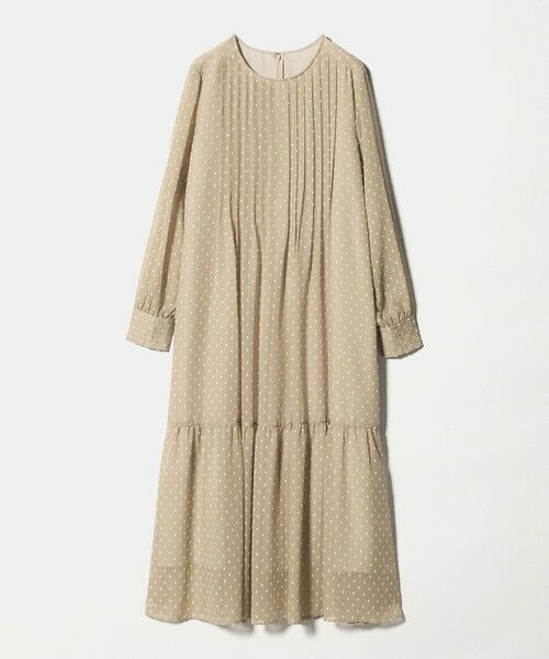 green label relaxing / グリーンレーベル リラクシング ロング・マキシ丈ワンピース | ドット シアー ティアード ワンピース（BEIGE）