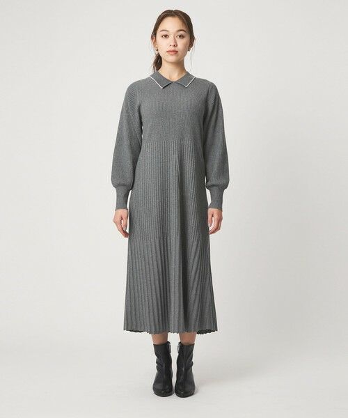 green label relaxing / グリーンレーベル リラクシング ロング・マキシ丈ワンピース | フィット＆フレア 襟付き ニット ワンピース | 詳細3
