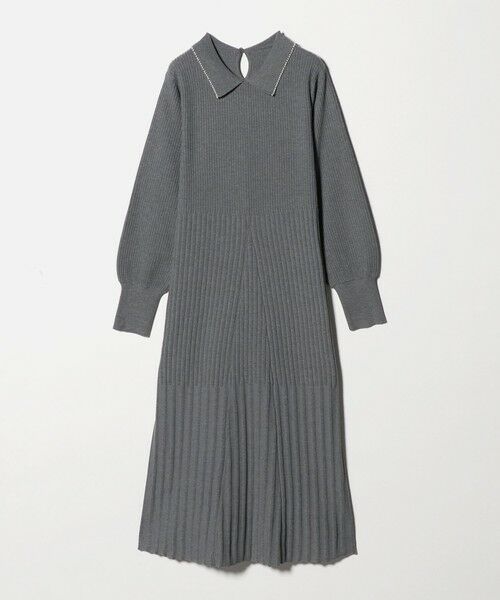 green label relaxing / グリーンレーベル リラクシング ロング・マキシ丈ワンピース | フィット＆フレア 襟付き ニット ワンピース | 詳細11