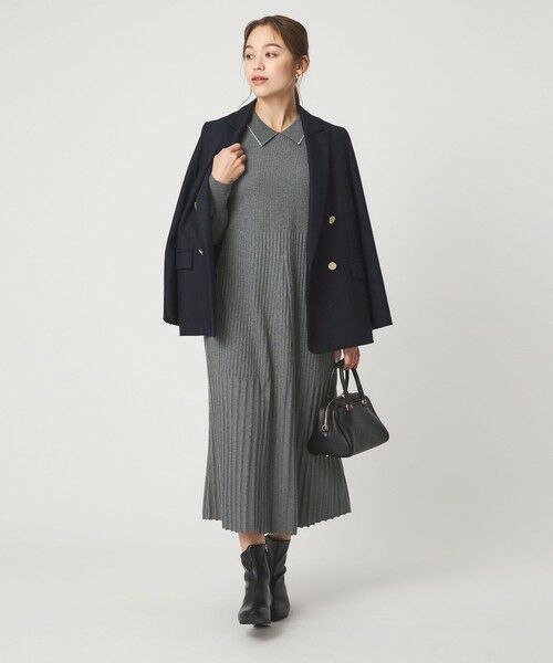 green label relaxing / グリーンレーベル リラクシング ロング・マキシ丈ワンピース | フィット＆フレア 襟付き ニット ワンピース | 詳細2