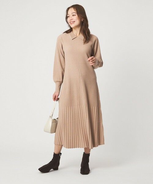 green label relaxing / グリーンレーベル リラクシング ロング・マキシ丈ワンピース | フィット＆フレア 襟付き ニット ワンピース | 詳細11