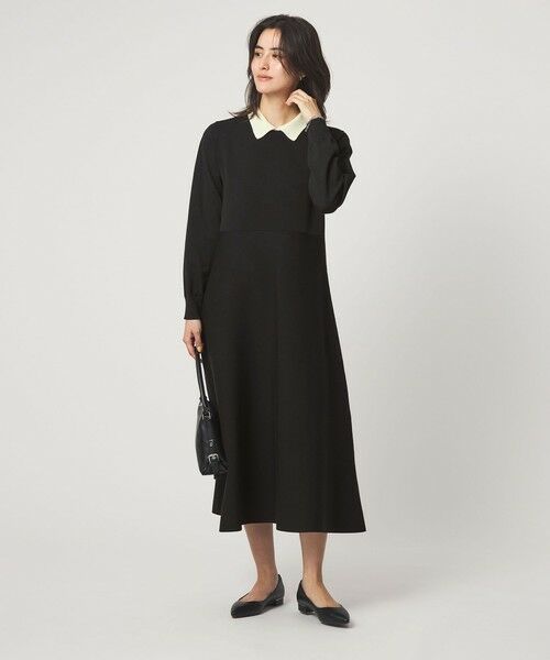 green label relaxing / グリーンレーベル リラクシング ロング・マキシ丈ワンピース | ハイショク エリツキ ニット ワンピース | 詳細1