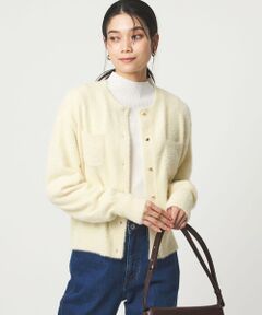 green label relaxing / グリーンレーベル リラクシング カーディガン・ボレロ | フラッフ フェザーヤーン ゴールドカラーボタン ニット カーディガン
