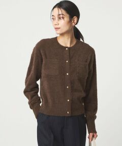 green label relaxing / グリーンレーベル リラクシング カーディガン・ボレロ | フラッフ フェザーヤーン ゴールドカラーボタン ニット カーディガン