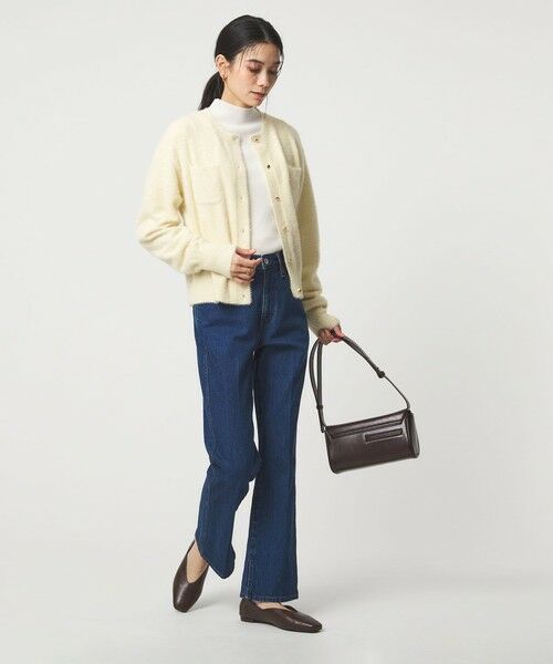 green label relaxing / グリーンレーベル リラクシング カーディガン・ボレロ | フラッフ フェザーヤーン ゴールドカラーボタン ニット カーディガン | 詳細2