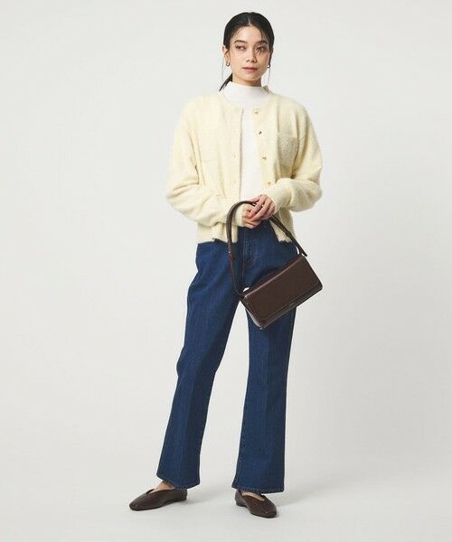 green label relaxing / グリーンレーベル リラクシング カーディガン・ボレロ | フラッフ フェザーヤーン ゴールドカラーボタン ニット カーディガン | 詳細3