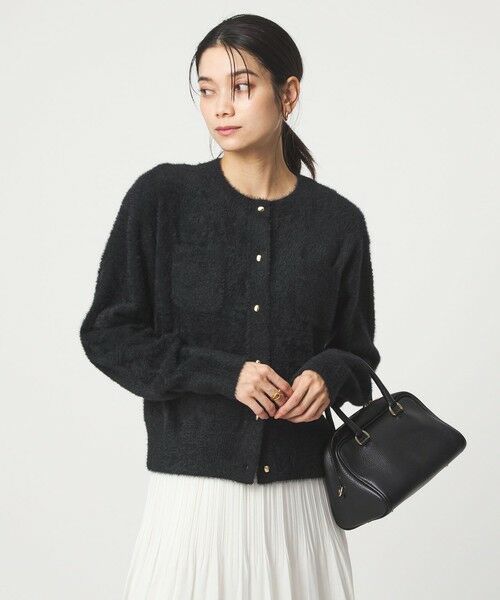 green label relaxing / グリーンレーベル リラクシング カーディガン・ボレロ | フラッフ フェザーヤーン ゴールドカラーボタン ニット カーディガン | 詳細10