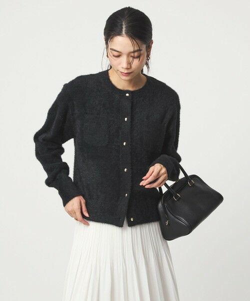 green label relaxing / グリーンレーベル リラクシング カーディガン・ボレロ | フラッフ フェザーヤーン ゴールドカラーボタン ニット カーディガン | 詳細11