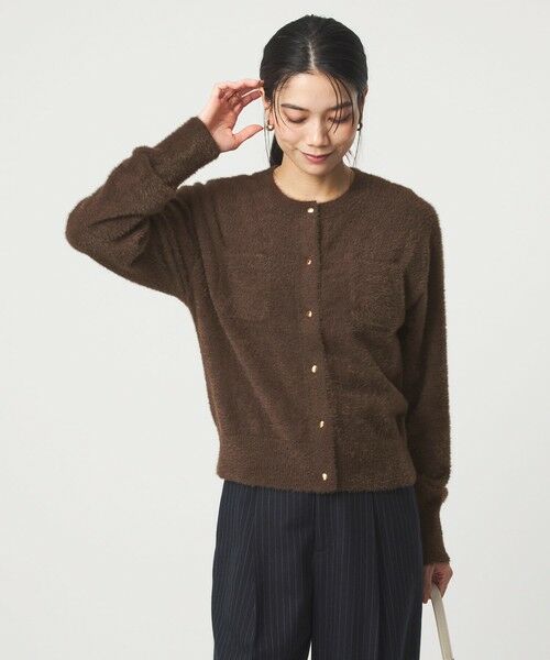 green label relaxing / グリーンレーベル リラクシング カーディガン・ボレロ | フラッフ フェザーヤーン ゴールドカラーボタン ニット カーディガン | 詳細19