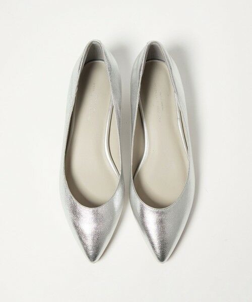 green label relaxing / グリーンレーベル リラクシング パンプス | ポインテッド メタルライン フラットパンプス 撥水（SILVER）