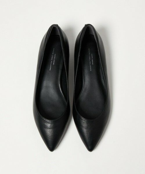 green label relaxing / グリーンレーベル リラクシング パンプス | ポインテッド メタルライン フラットパンプス 撥水（BLACK）