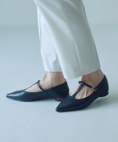 green label relaxing / グリーンレーベル リラクシング パンプス | ポインテッド Tストラップ フラットシューズ 撥水