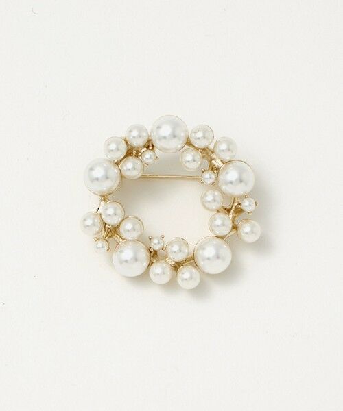 green label relaxing / グリーンレーベル リラクシング ブローチ・コサージュ | サークル フェイクパール パヴェブ ローチ（OFF WHITE）