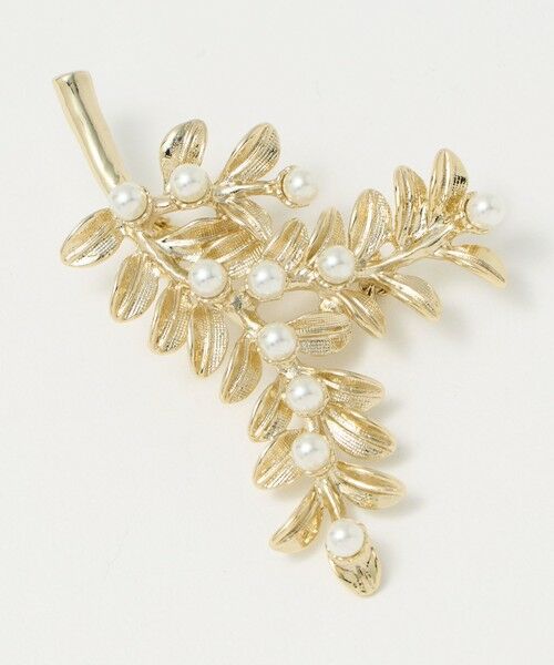 green label relaxing / グリーンレーベル リラクシング ブローチ・コサージュ | リーフ＆フェイクパール ブローチ | 詳細3