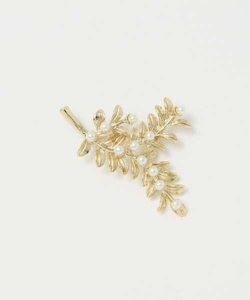 green label relaxing / グリーンレーベル リラクシング ブローチ・コサージュ | リーフ＆フェイクパール ブローチ（GOLD）