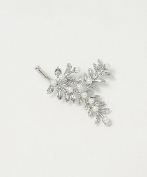 green label relaxing / グリーンレーベル リラクシング ブローチ・コサージュ | リーフ＆フェイクパール ブローチ（SILVER）