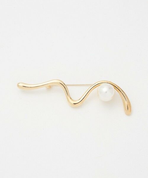 green label relaxing / グリーンレーベル リラクシング ブローチ・コサージュ | ウェーブ&フェイクパール ブローチ（GOLD）