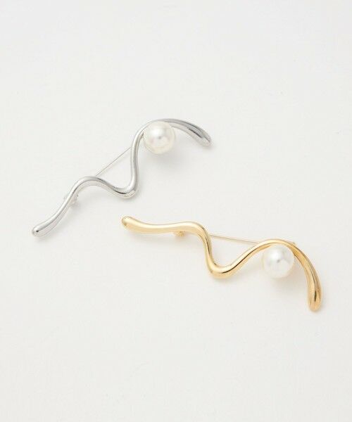 green label relaxing / グリーンレーベル リラクシング ブローチ・コサージュ | ウェーブ&フェイクパール ブローチ | 詳細5