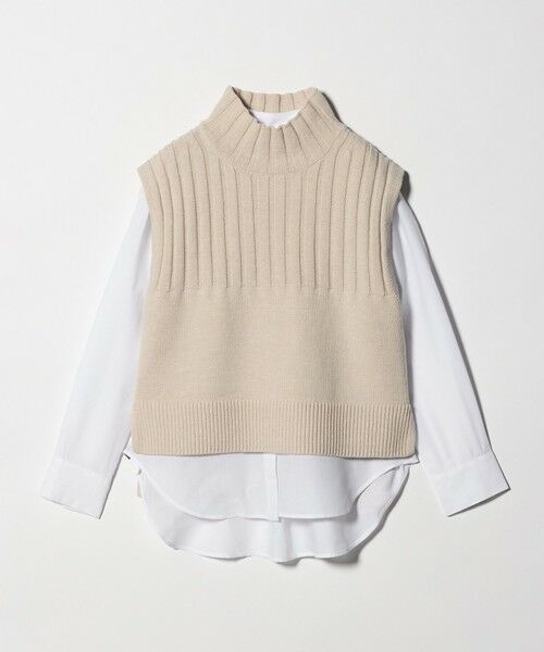 green label relaxing / グリーンレーベル リラクシング シャツ・ブラウス | ニット タートル ベスト × シャツ セット（OFF WHITE）