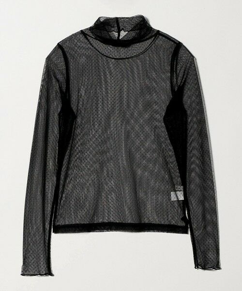 green label relaxing / グリーンレーベル リラクシング カットソー | シアー ドット タートルネック カットソー（BLACK）