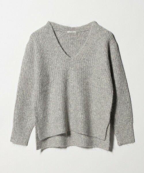 green label relaxing / グリーンレーベル リラクシング ニット・セーター | アルパカブレンド アゼ Vネック プルオーバー ニット（LT.GRAY）
