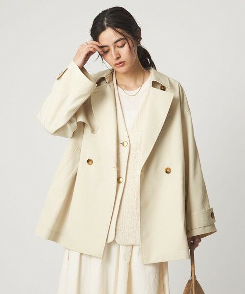 green label relaxing / グリーンレーベル リラクシング トレンチコート | ［size SHORTあり］ミドル トレンチ コート 撥水（OFF WHITE）