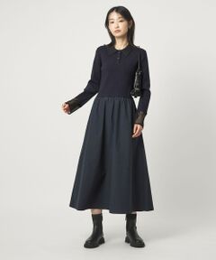 green label relaxing / グリーンレーベル リラクシング ロング・マキシ丈ワンピース | ポロニット ドッキング ワンピース