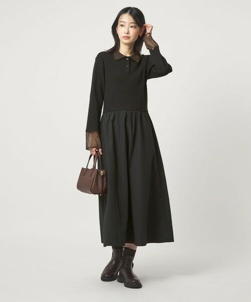 green label relaxing / グリーンレーベル リラクシング ロング・マキシ丈ワンピース | ポロニット ドッキング ワンピース | 詳細2