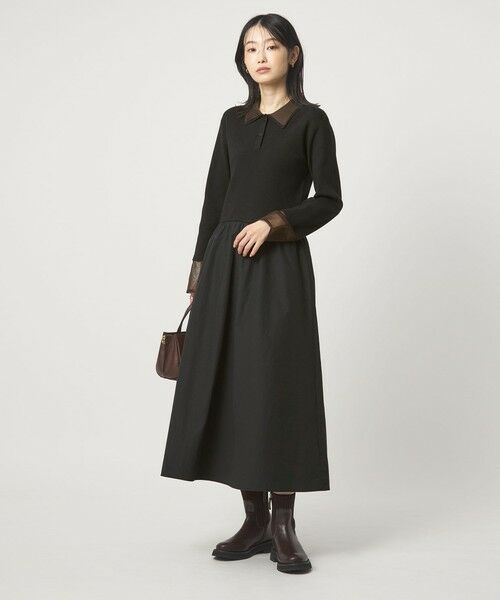 green label relaxing / グリーンレーベル リラクシング ロング・マキシ丈ワンピース | ポロニット ドッキング ワンピース | 詳細3