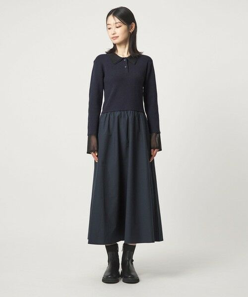 green label relaxing / グリーンレーベル リラクシング ロング・マキシ丈ワンピース | ポロニット ドッキング ワンピース | 詳細16