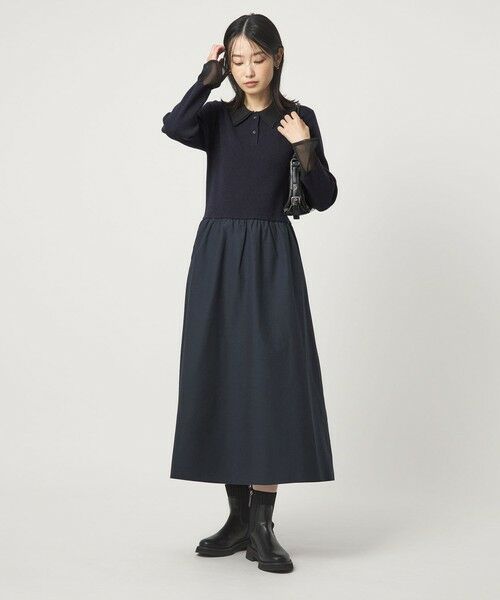 green label relaxing / グリーンレーベル リラクシング ロング・マキシ丈ワンピース | ポロニット ドッキング ワンピース | 詳細12