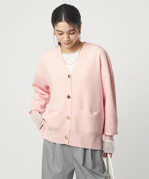 green label relaxing / グリーンレーベル リラクシング カーディガン・ボレロ | パフニット カーディガン ウォッシャブル（LT.PINK）