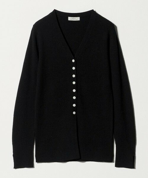 green label relaxing / グリーンレーベル リラクシング カーディガン・ボレロ | リブ ニット Vネック カーディガン ウォッシャブル（BLACK）