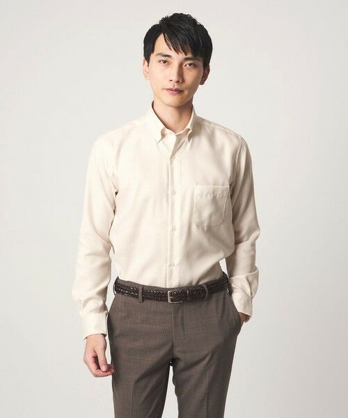 green label relaxing / グリーンレーベル リラクシング シャツ・ブラウス | エブリット コットンオックス ソリッド スナップ ボタンダウン シャツ -イージーアイロン-（BEIGE）