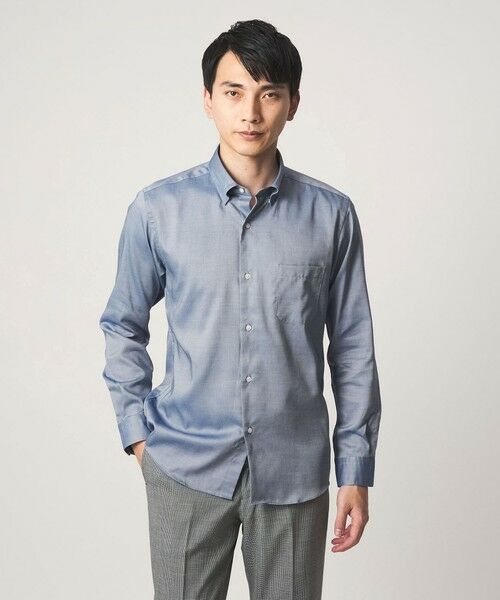 green label relaxing / グリーンレーベル リラクシング シャツ・ブラウス | エブリット コットンオックス ソリッド スナップ ボタンダウン シャツ -イージーアイロン-（COBALT）