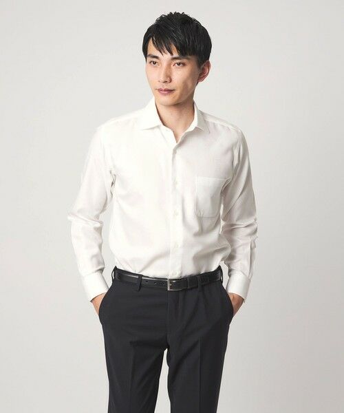 green label relaxing / グリーンレーベル リラクシング シャツ・ブラウス | コットン フレンチツイル ワイドカラー ドレスシャツ -形態安定-（WHITE）