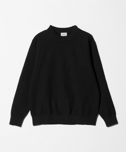 green label relaxing / グリーンレーベル リラクシング ニット・セーター | A+ ポリエステル タック モックネック 長袖 ニット -ウォッシャブル-（BLACK）