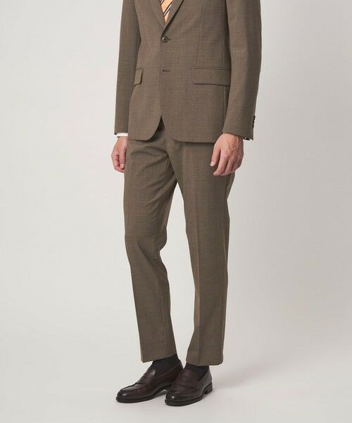 green label relaxing / グリーンレーベル リラクシング セットアップ | A+ TWPU チドリ スリム セットアップ パンツ スラックス -ウォッシャブル・ストレッチ・ウエストアジャスター-（MD.BROWN）